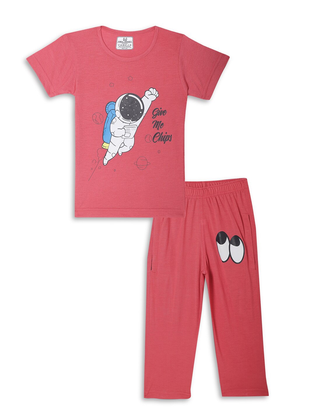 

VIMAL JONNEY Kids Printed T-shirt with Pyjamas, Pink