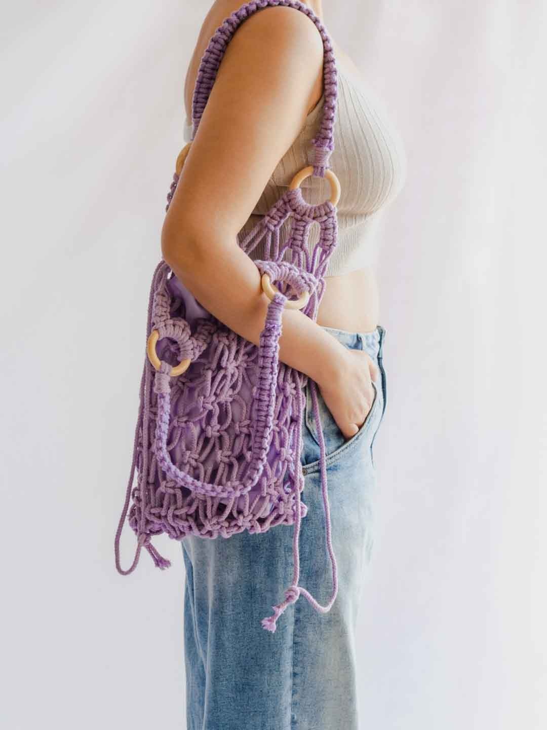 DECORDILL Self Designed Structured Tote Bag, Lavender