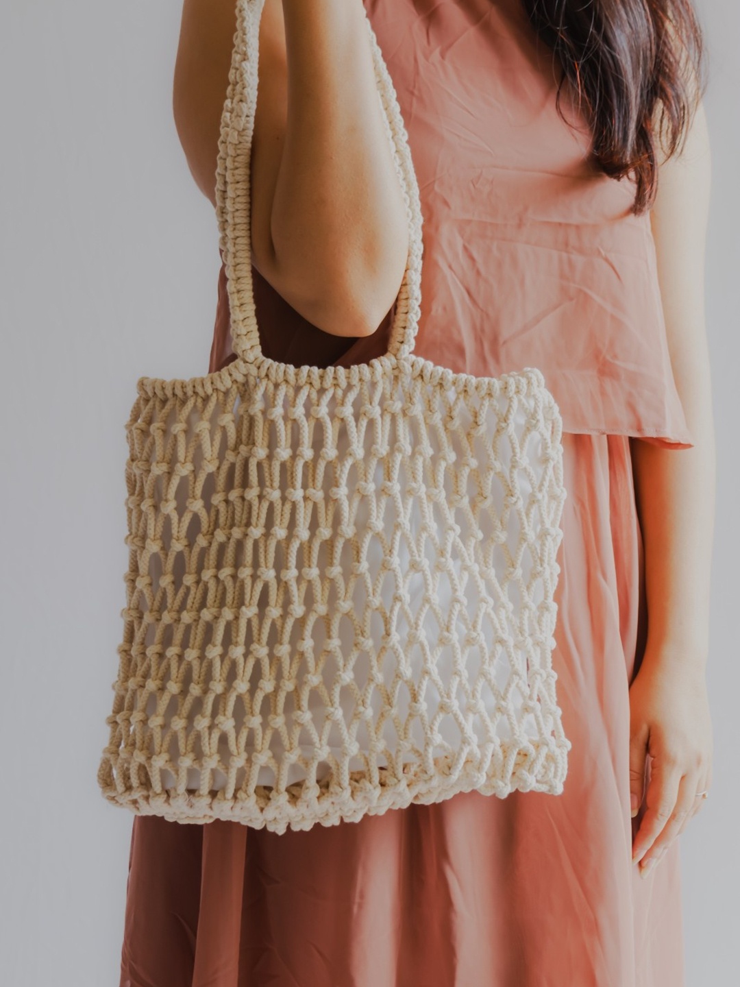 

DECORDILL Self Designed Shopper Tote Bag, Off white