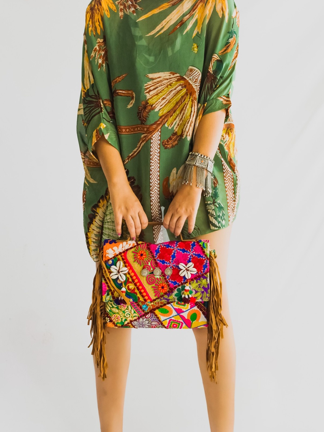 

DECORDILL Assorted Embroidered Banjara Patchwork Handbag with Detachable Sling