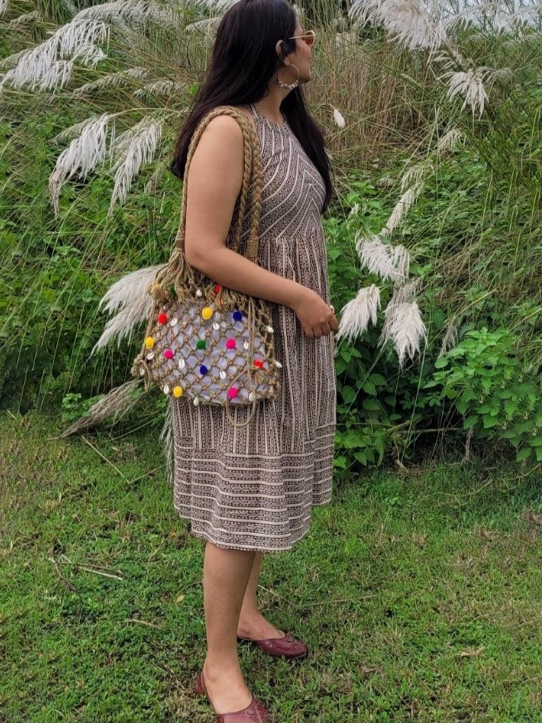 

DECORDILL Women Knotted Banjara Tote Bag, Tan