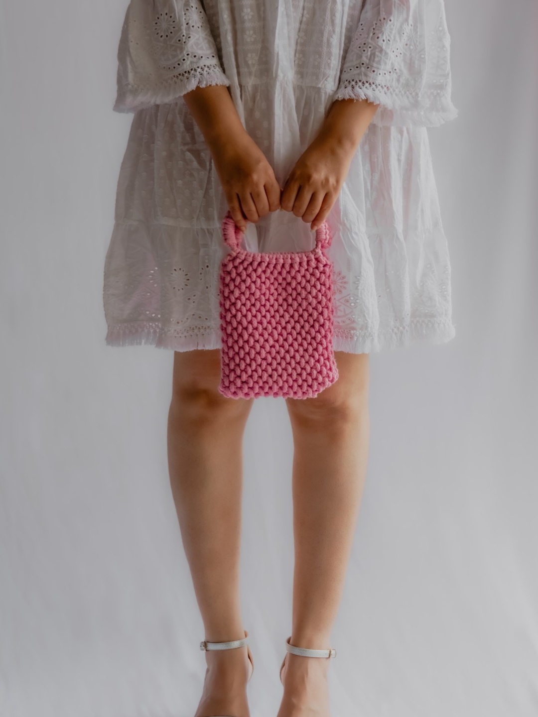 

DECORDILL Self Designed Knotted Structured Sling Bag, Pink