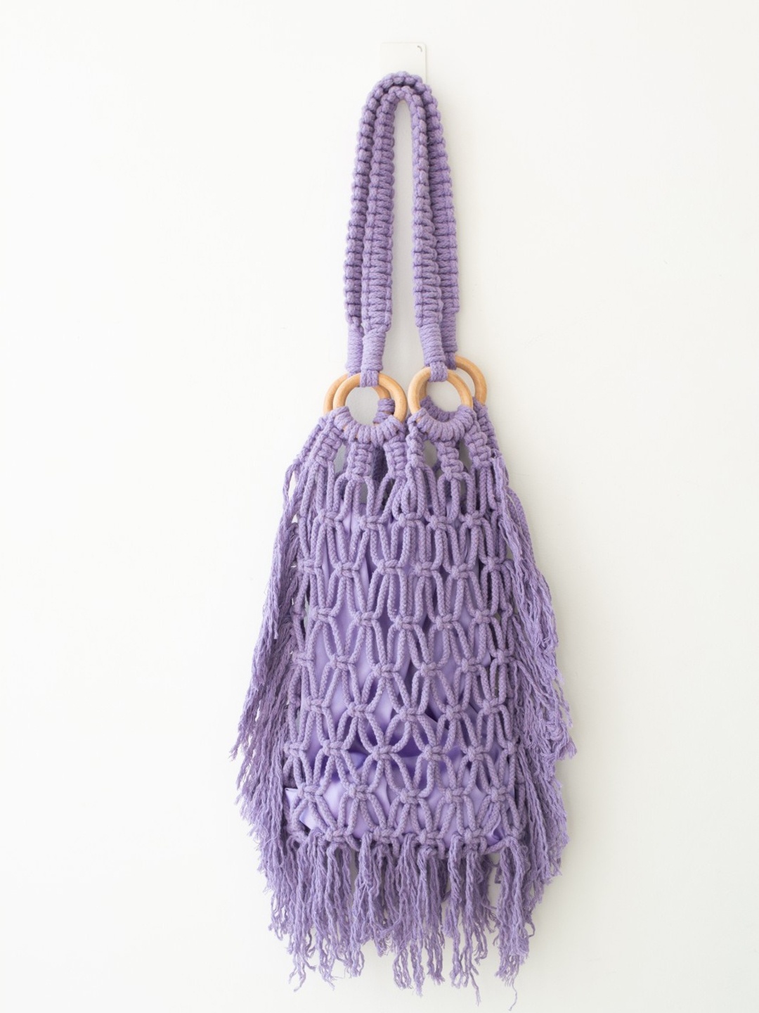 

DECORDILL Hand-Knotted Fringe Tote Bag, Lavender