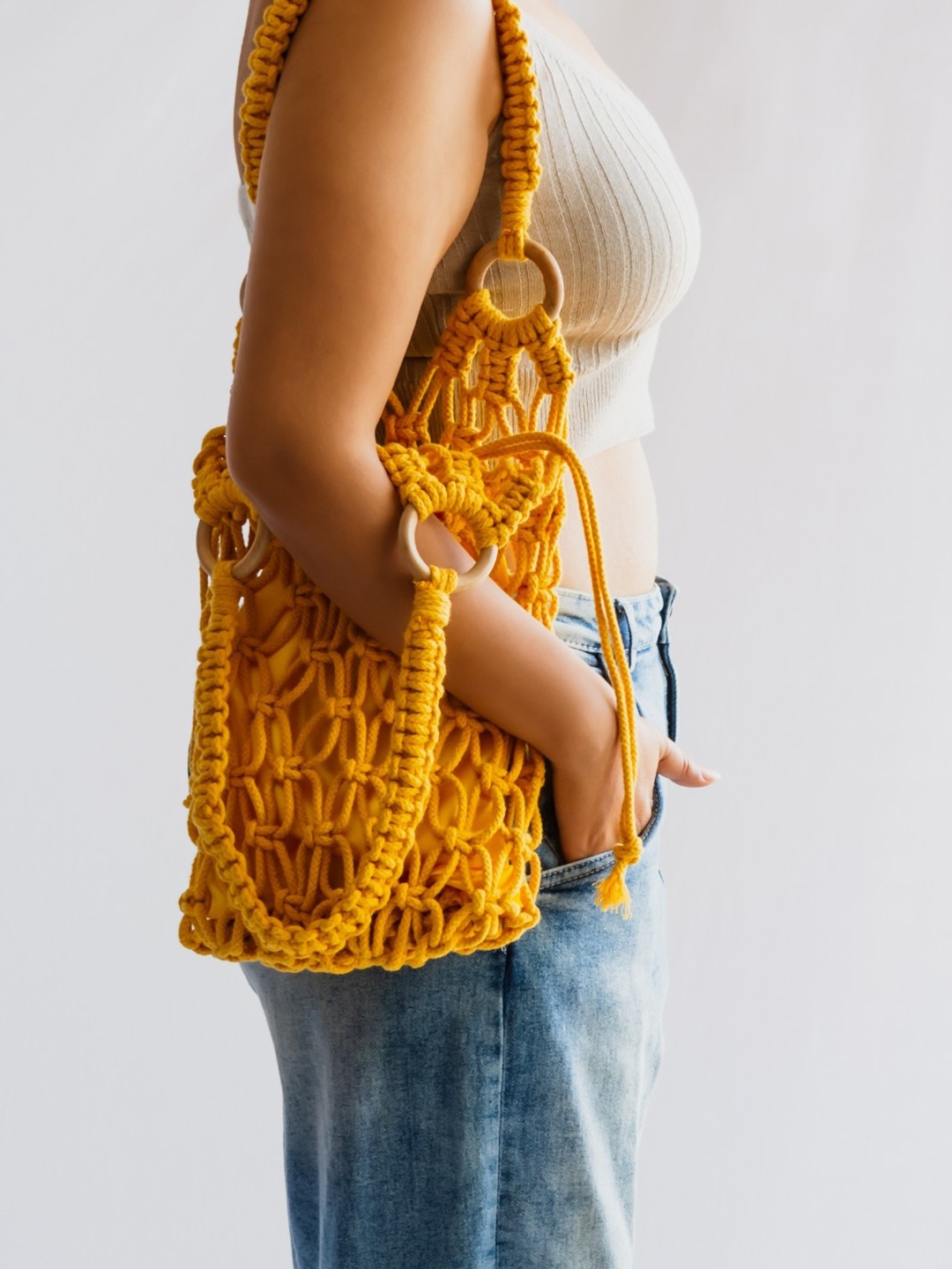 

DECORDILL Self Designed Structured Tote Bag, Yellow