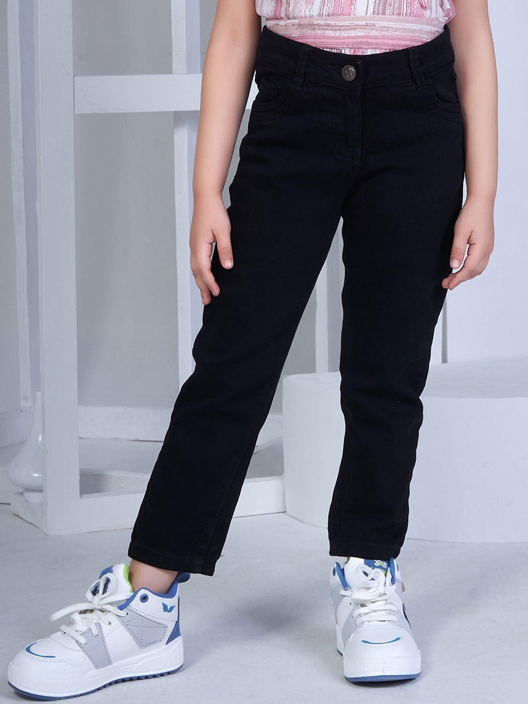 

Peppermint Girls Mid-Rise Smart Slim Fit Stretchable Jeans, Black