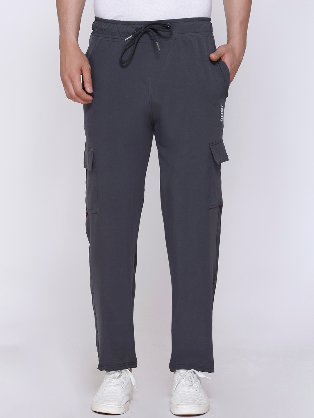 

Looks United Men Printed-Detailed Dry Fit Cargo Track Pants, Grey