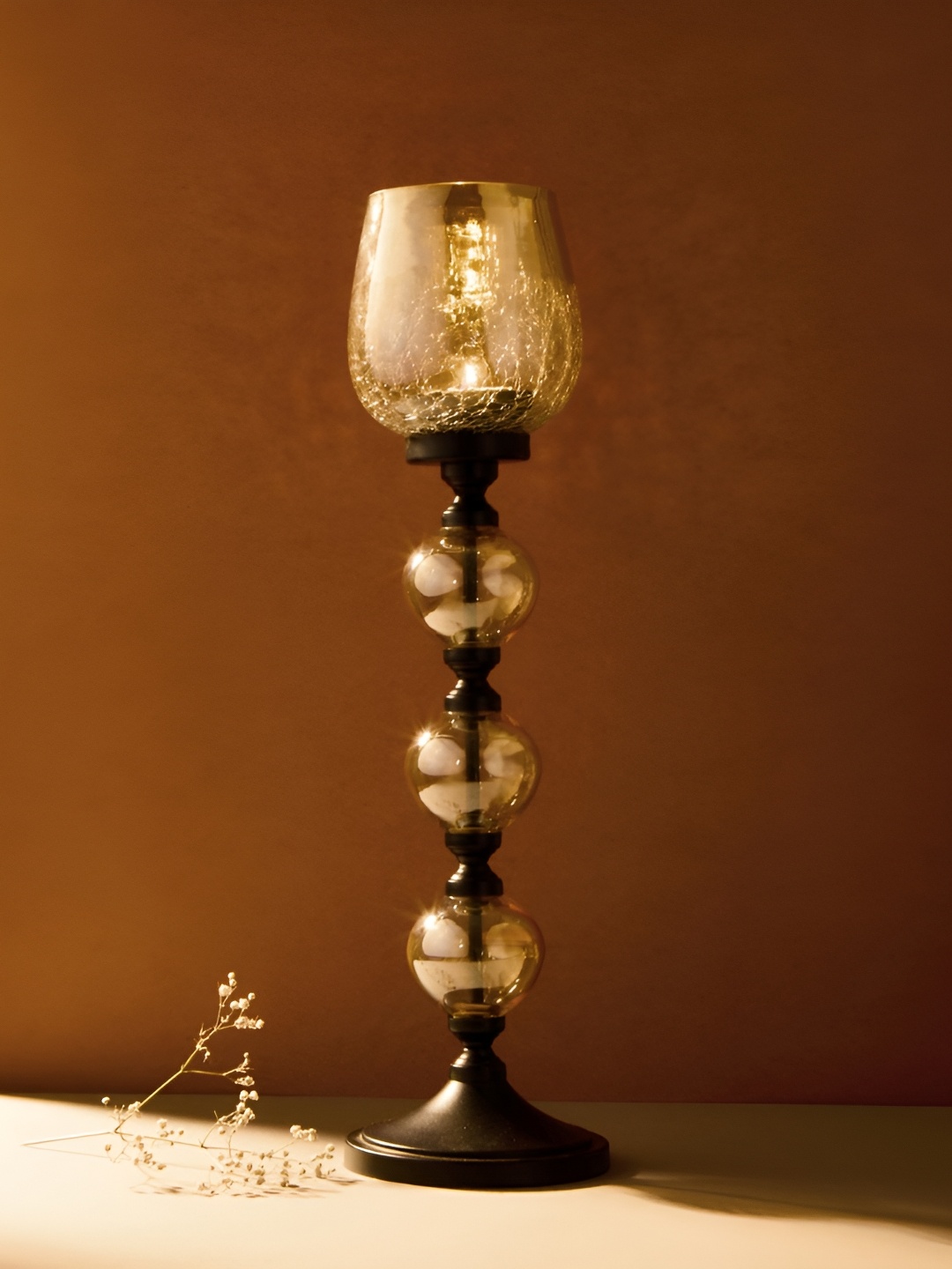 

Fabindia Black & Transparent Glass Candle Holder