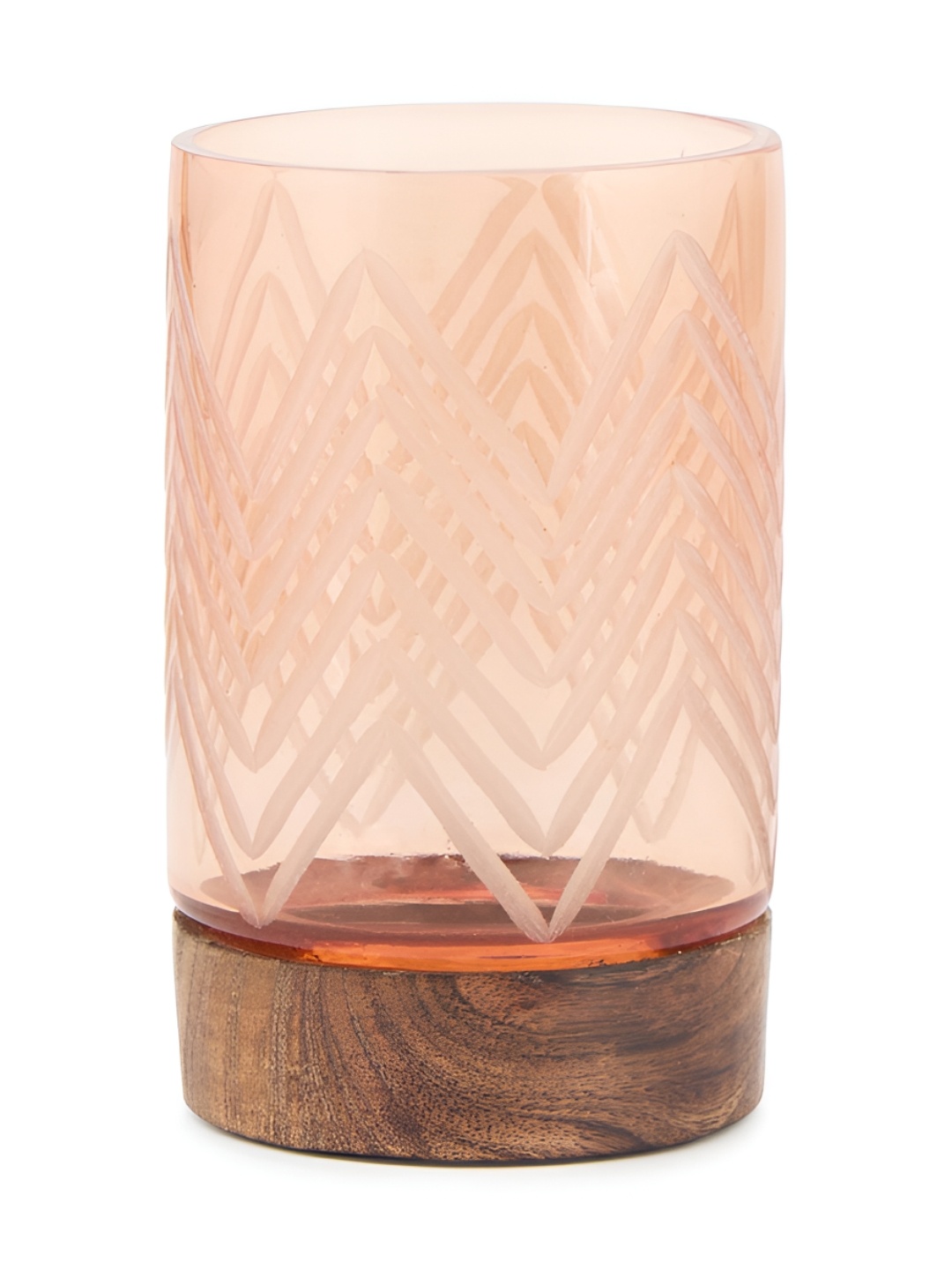 

Fabindia Pink & Transparent Glass Candle Holder