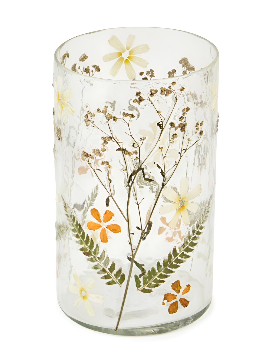 

Fabindia Transparent & Green Glass Floral Candle Holder