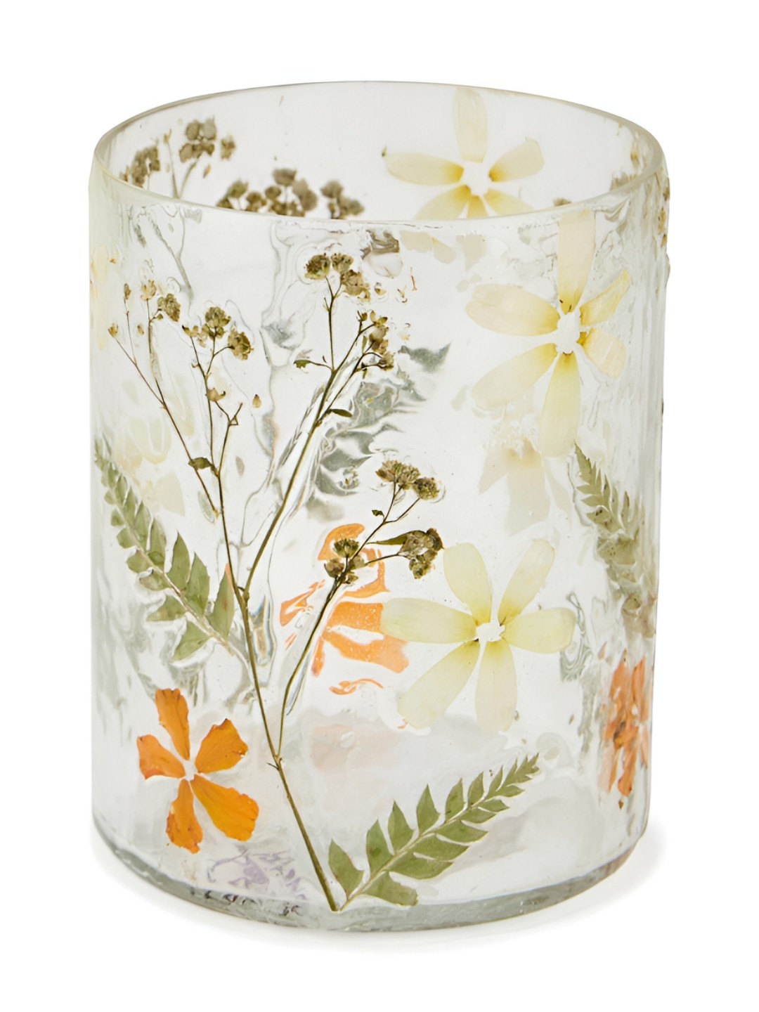 

Fabindia Transparent & Green Floral Glass Candle Holder