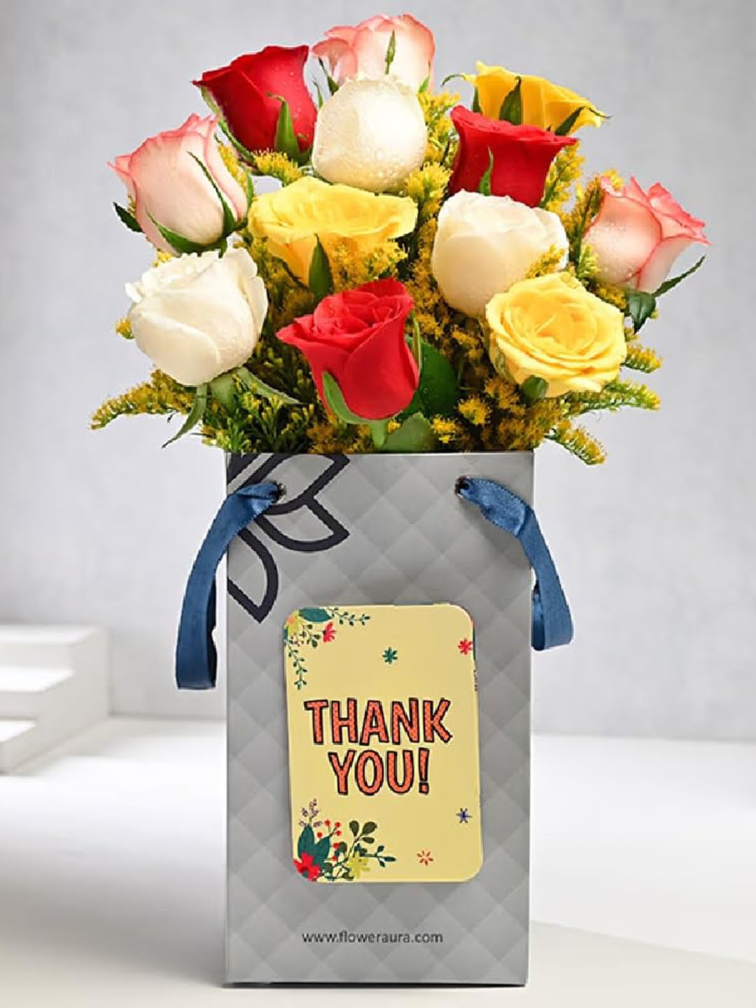 

Floweraura Yellow & Red 12 Pieces Roses Fresh Flowers Bouquet