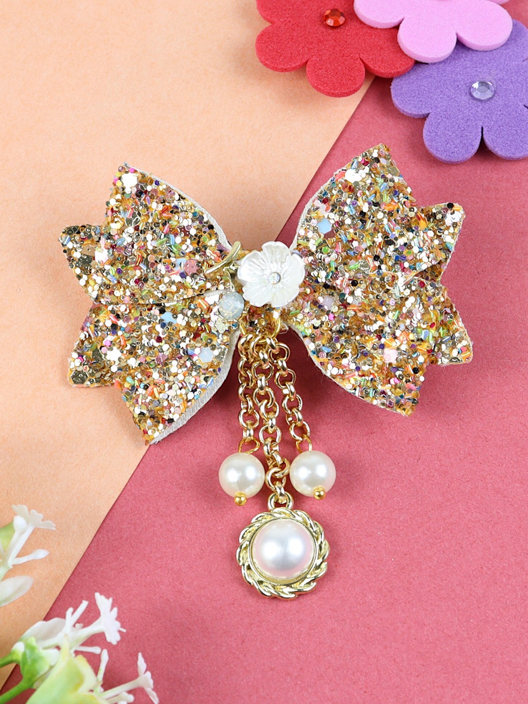 

Asthetika Kids Girls Embellished Alligator Hair Clip, Gold
