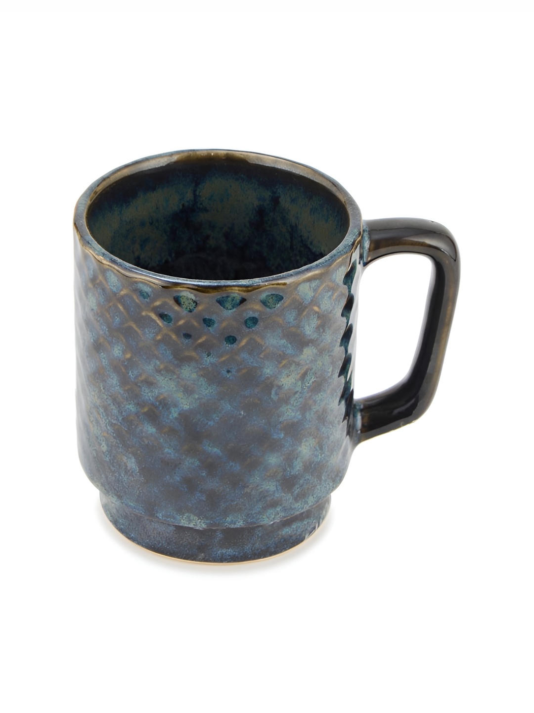 

Fabindia Blue & Beige Textured Ceramic Glossy Mug 250 ml