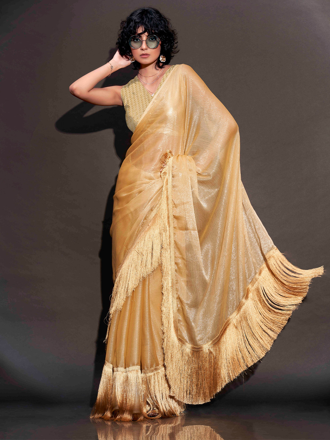 

Tikhi Imli Embellished Saree, Beige