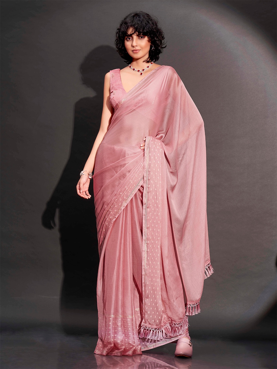 

Tikhi Imli Zari Satin Saree, Pink