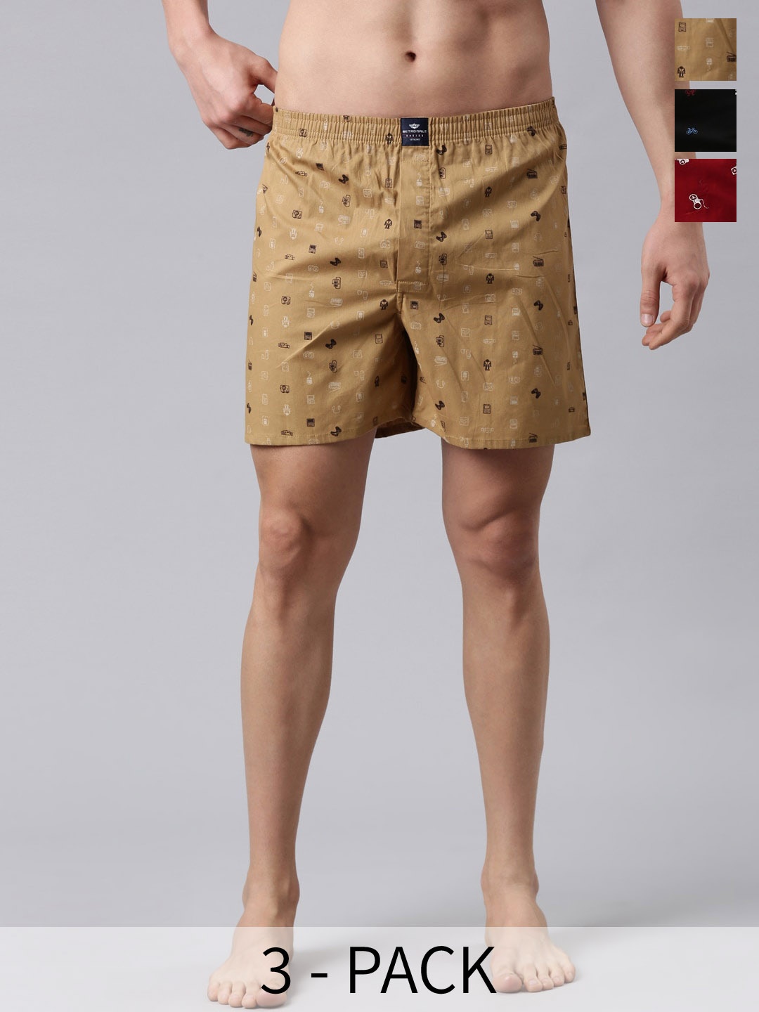 

Metronaut Men Printed Pure Cotton Boxers MB3P0055, Red