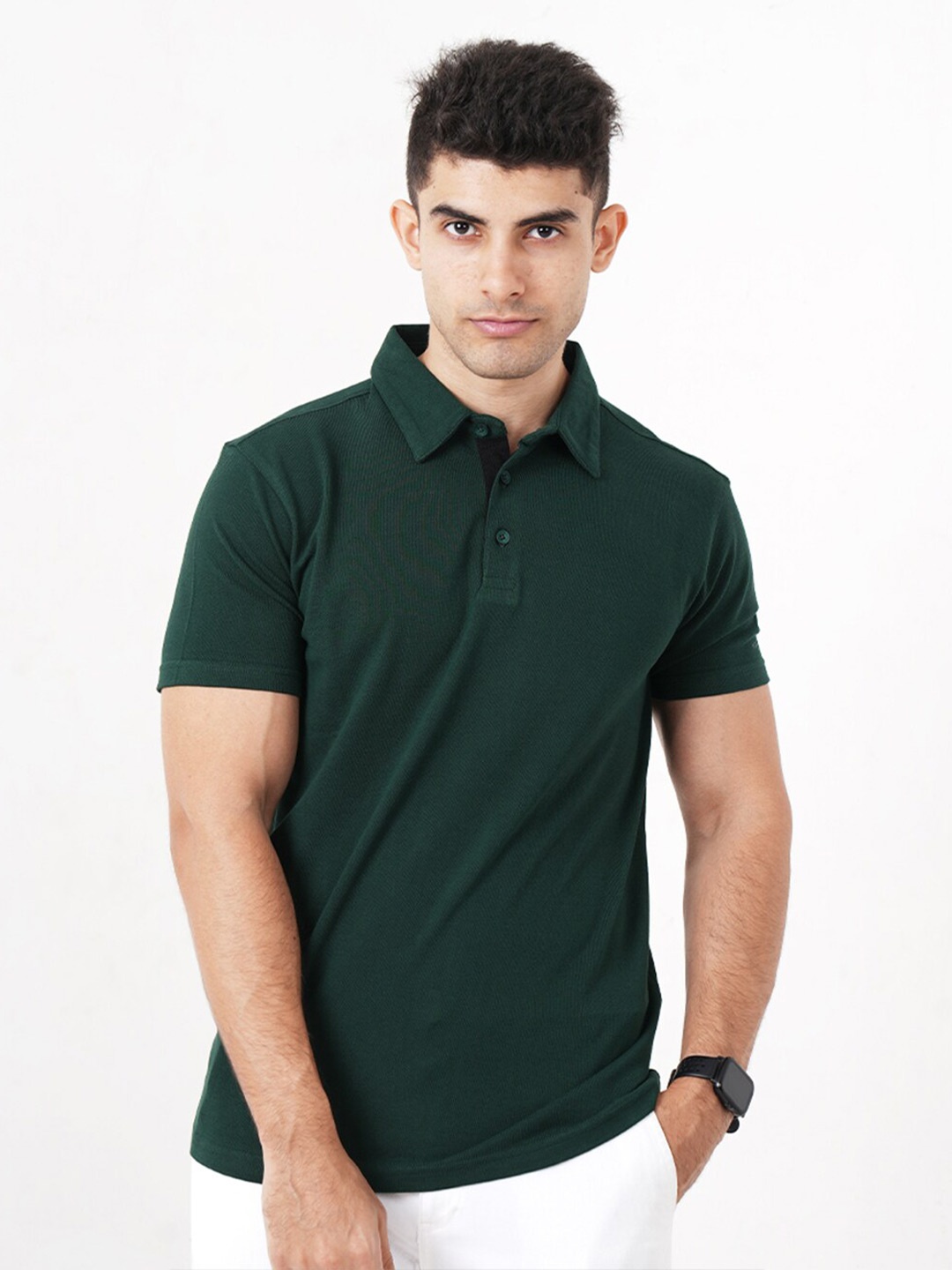 

MONKSTORY Polo Collar Bamboo Cotton T-shirt, Green