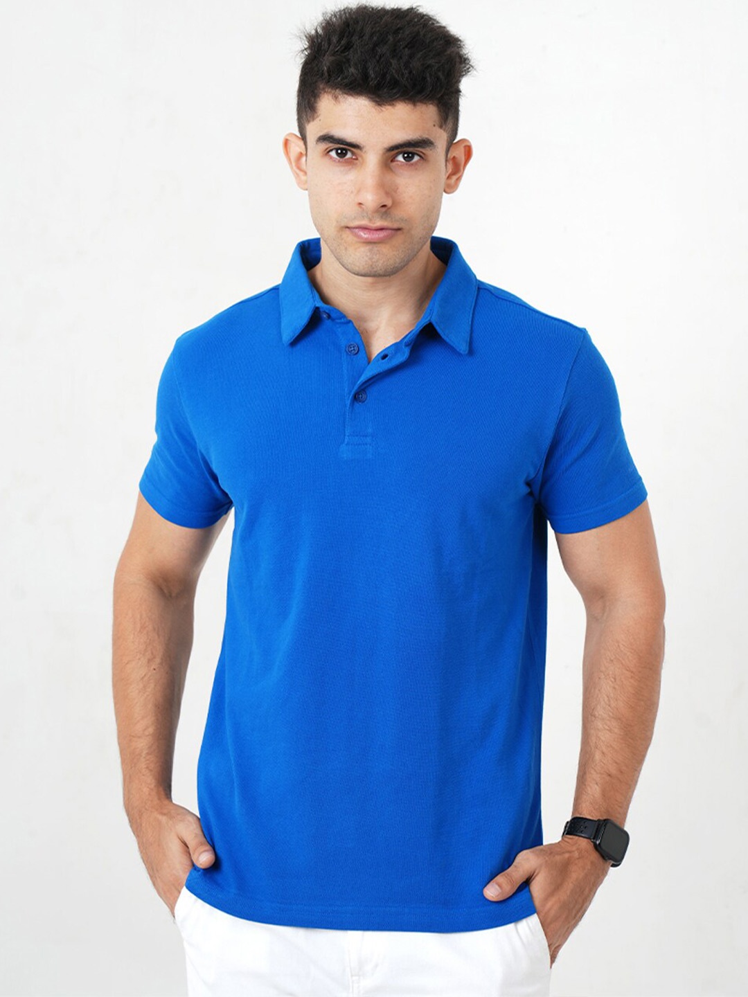 

MONKSTORY Polo Collar Bamboo Cotton T-shirt, Blue