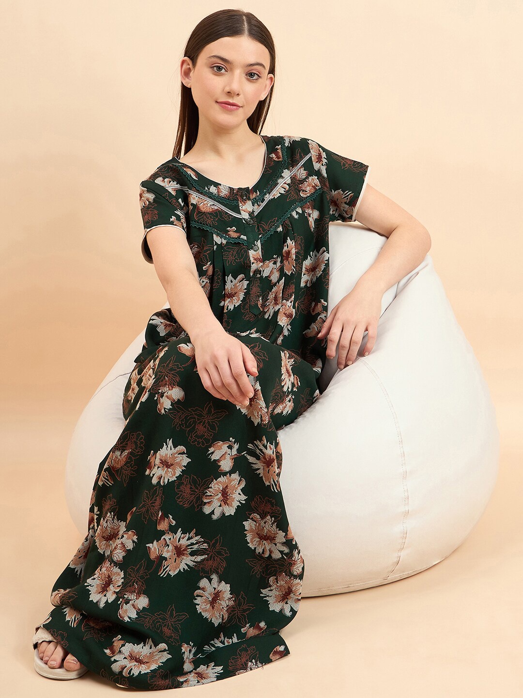 

Sweet Dreams Floral Printed Pure Cotton Maxi Nightdress, White