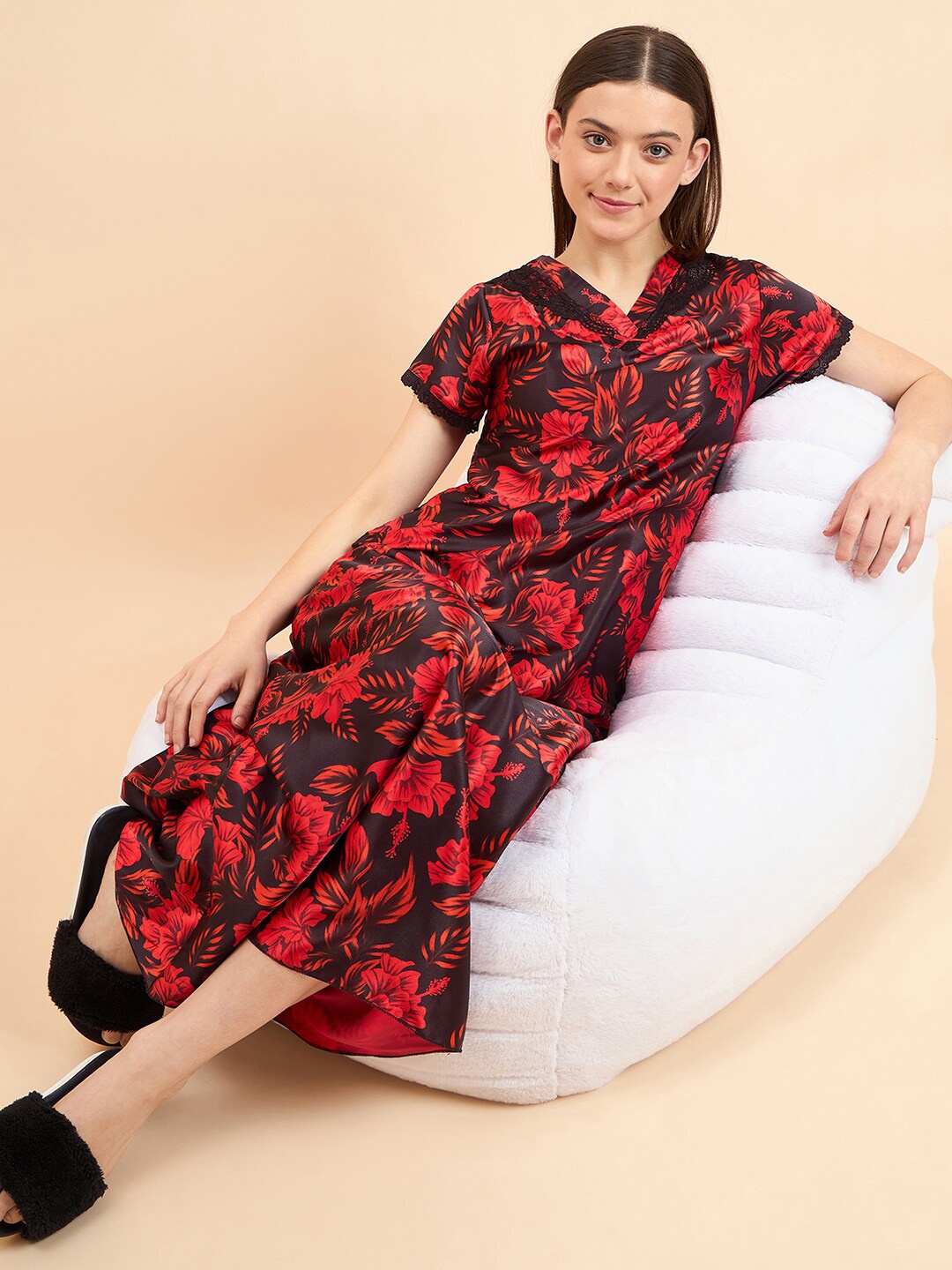 

Sweet Dreams Floral Printed Maxi Nightdress, Black