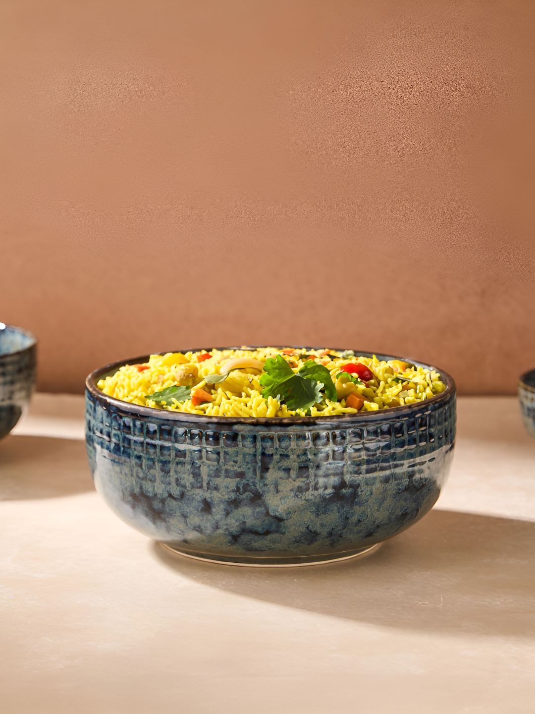 

Fabindia Dariya Blue Textured Ceramic Large Serving Bowl