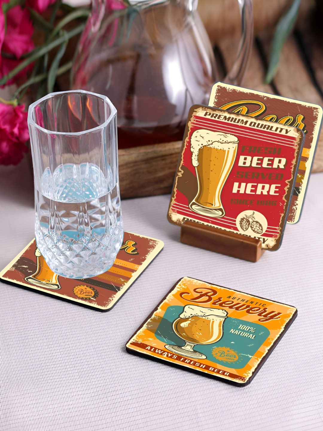 

Crazy Sutra Premium Red & Yellow 4 Pieces HD Printed MDF Coasters