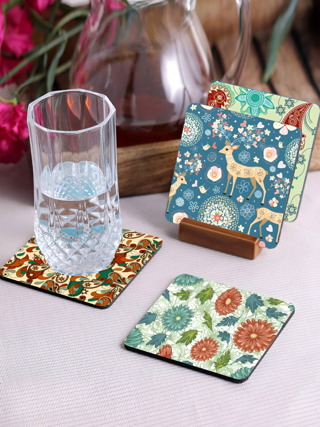 

Crazy Sutra Premium Blue & Yellow 4Pcs HD Printed MDF Coasters