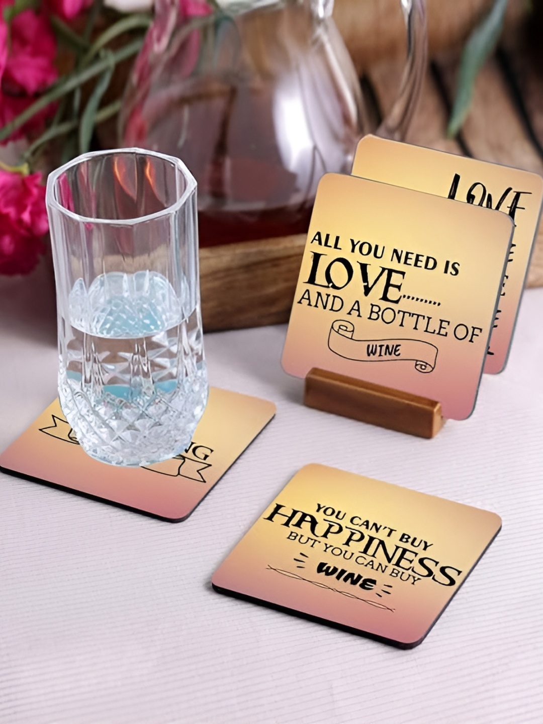 

Crazy Sutra Premium Black & Yellow 4Pcs HD Printed MDF Coasters