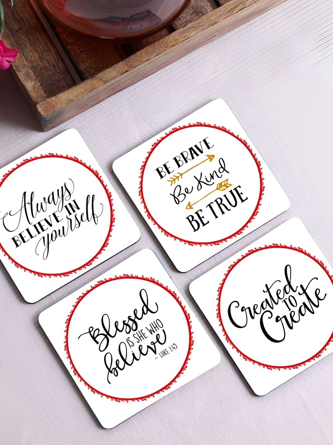 

Crazy Sutra Premium White & Black 4Pcs HD Printed MDF Coasters