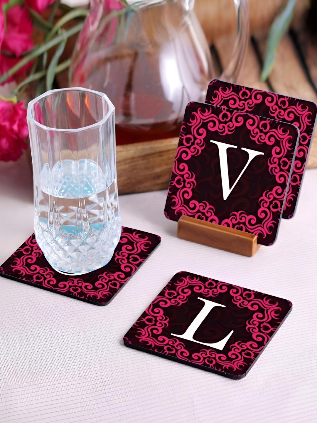

Crazy Sutra Premium Pink & Black 4 Pieces HD Printed MDF Coasters
