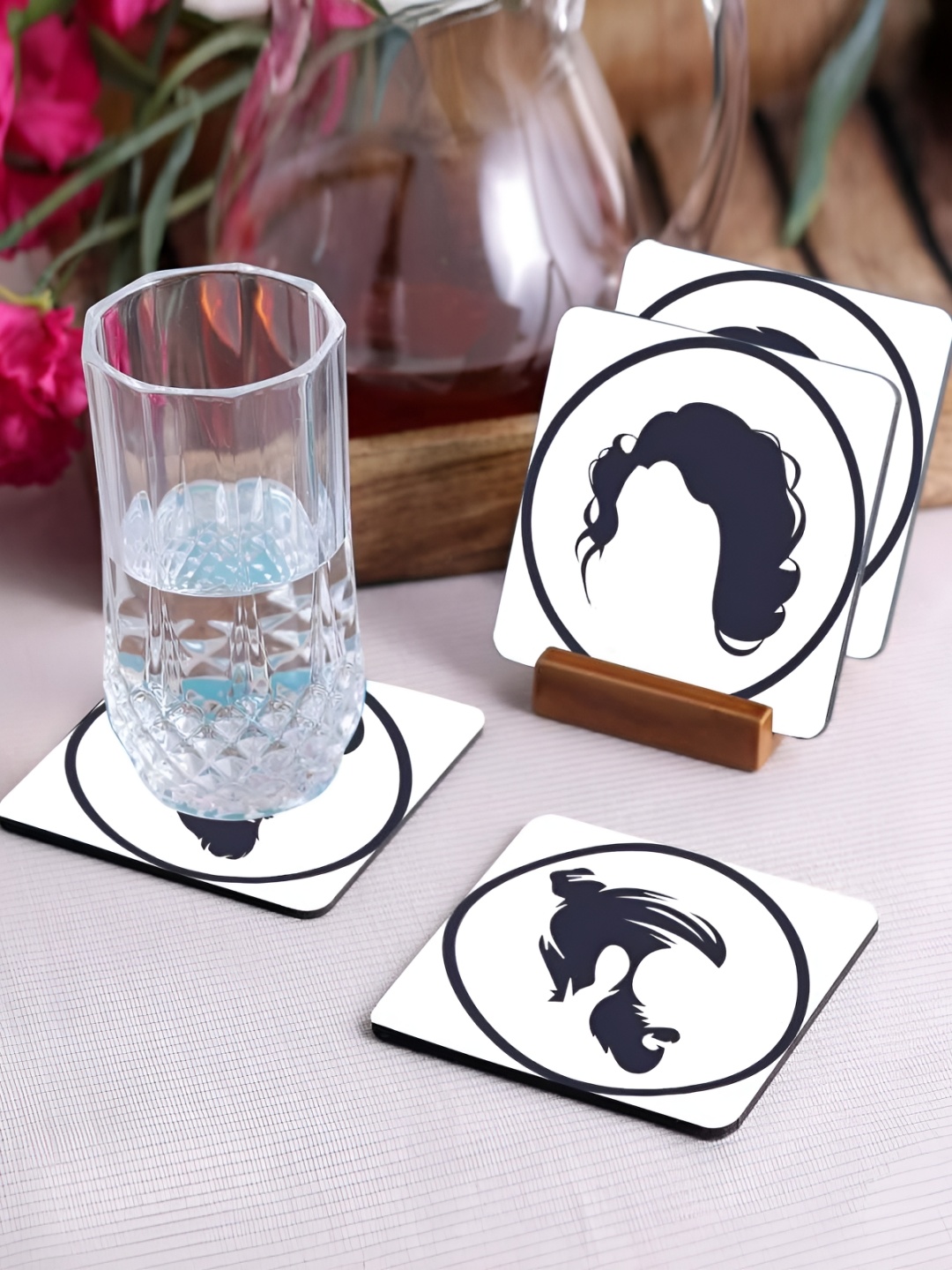 

Crazy Sutra Premium White & Black 4Pcs HD Printed MDF Coasters