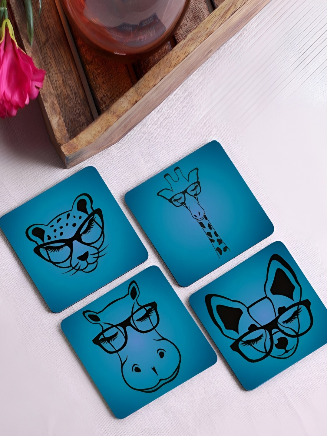 

Crazy Sutra Premium Blue & Black 4Pcs HD Printed MDF Coasters