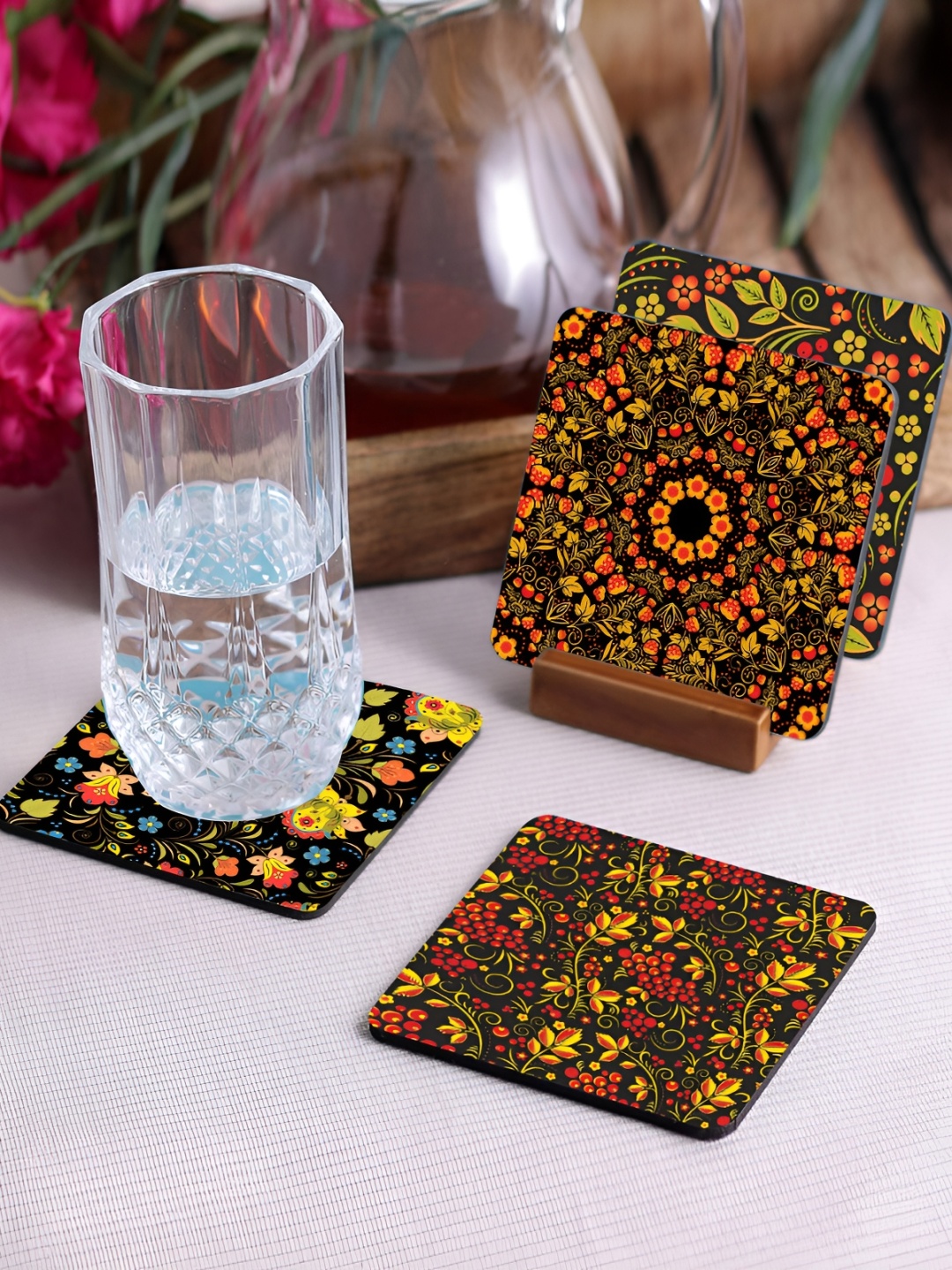 

Crazy Sutra Premium Yellow & Black 4Pcs HD Printed MDF Coasters