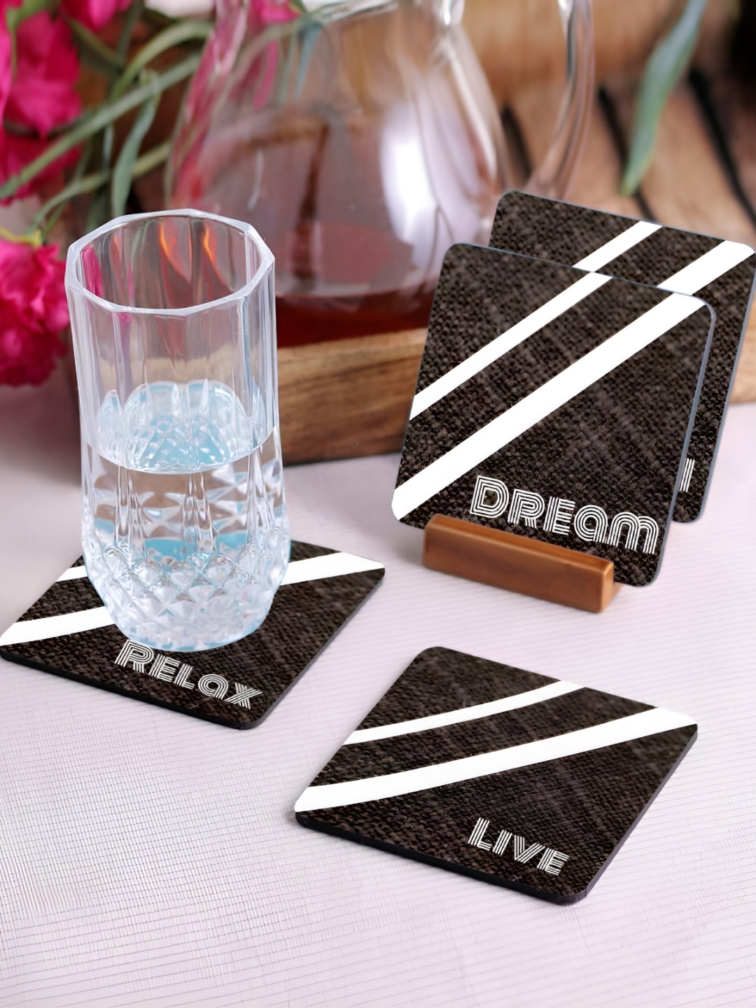 

Crazy Sutra Premium White & Black 4Pcs HD Printed MDF Coasters