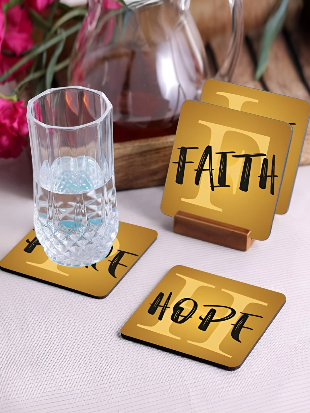 

Crazy Sutra Premium Yellow & Black 4Pcs HD Printed MDF Coasters