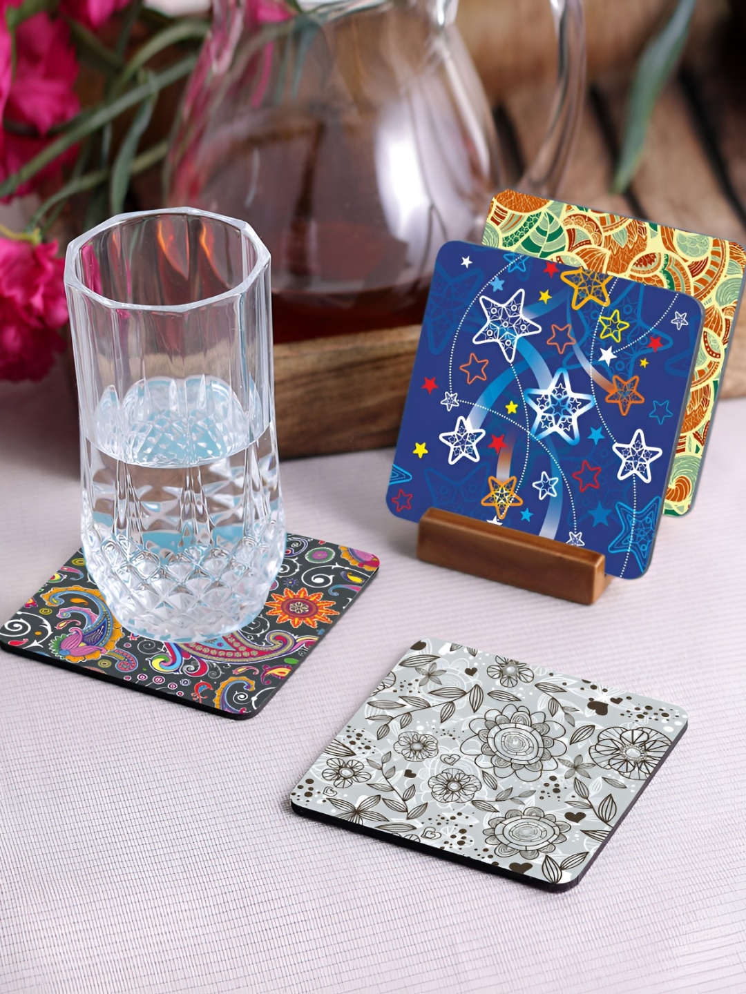 

Crazy Sutra Premium Yellow & Blue 4Pcs HD Printed MDF Coasters