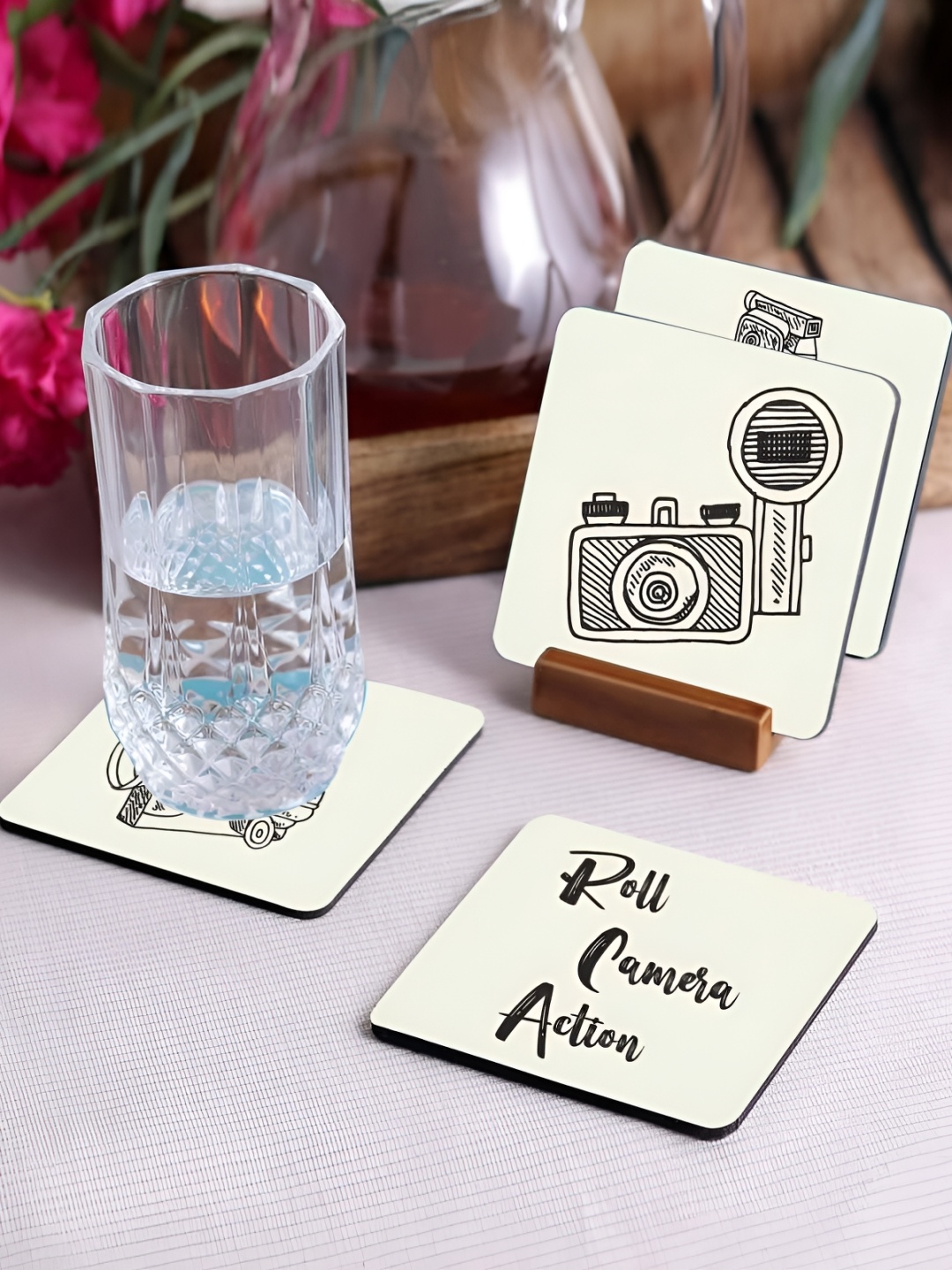 

Crazy Sutra Premium White & Black 4Pcs HD Printed MDF Coasters