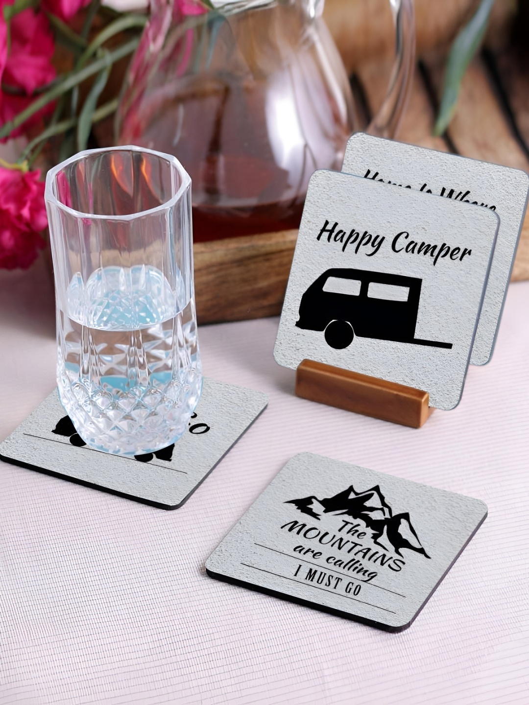 

Crazy Sutra Premium Grey & Black 4Pcs HD Printed MDF Coasters