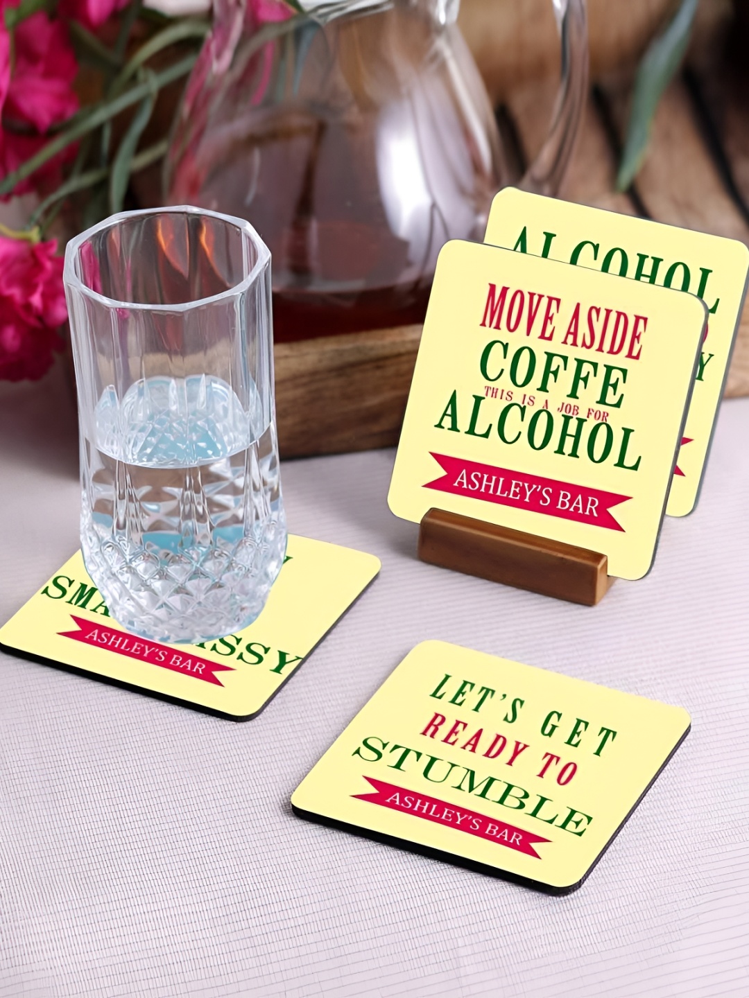

Crazy Sutra Premium Yellow & Green 4Pcs HD Printed MDF Coasters