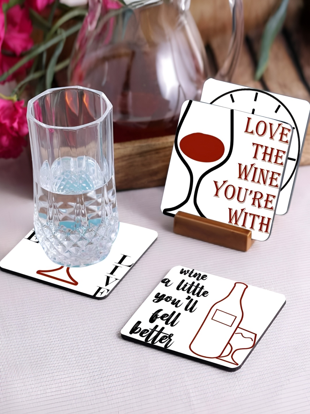 

Crazy Sutra Premium White & Black 4Pcs HD Printed MDF Coasters