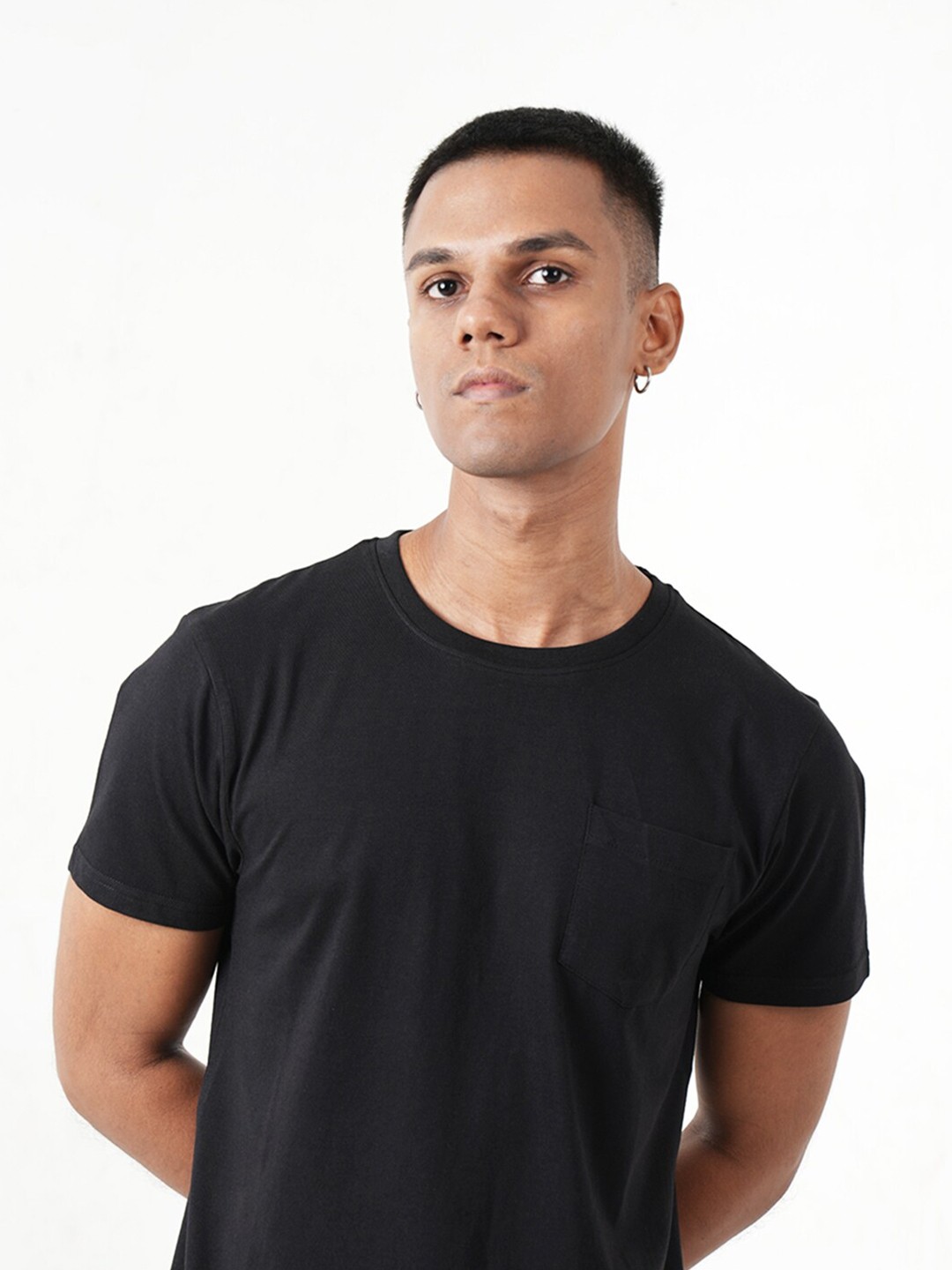 

MONKSTORY Round Neck Bamboo Cotton T-shirt, Black