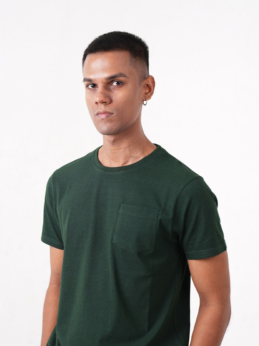 

MONKSTORY Round Neck Bamboo Cotton T-shirt, Green