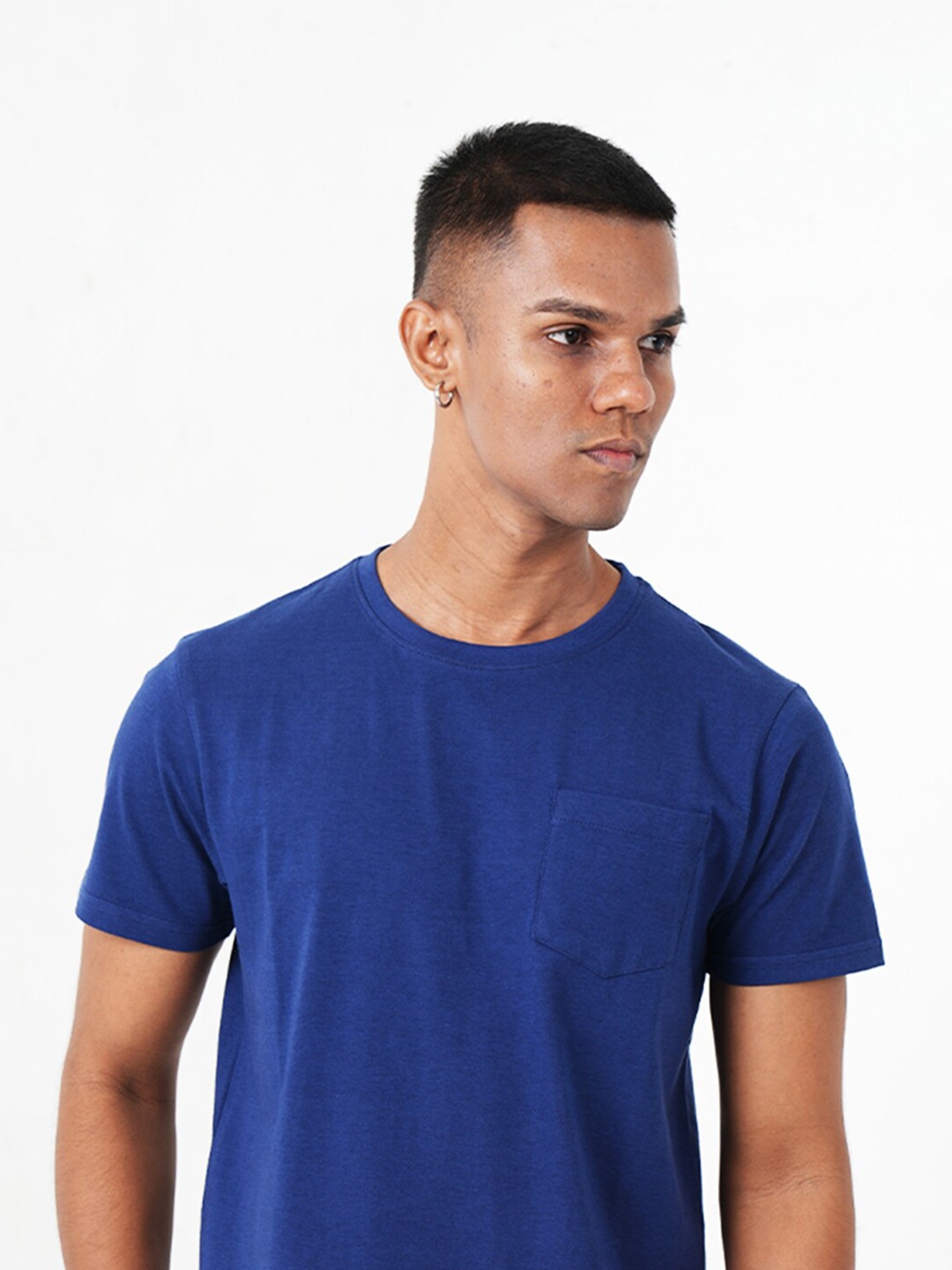 

MONKSTORY Round Neck Bamboo Cotton T-shirt, Blue