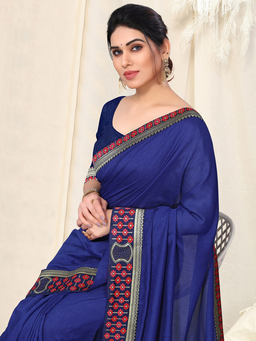 

KALINI Woven Design Zari Saree, Blue
