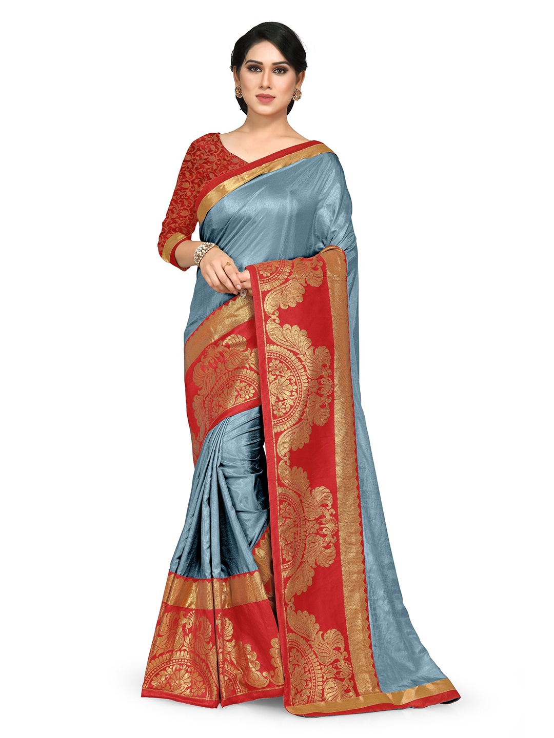 

KALINI Woven Design Zari Saree, Grey