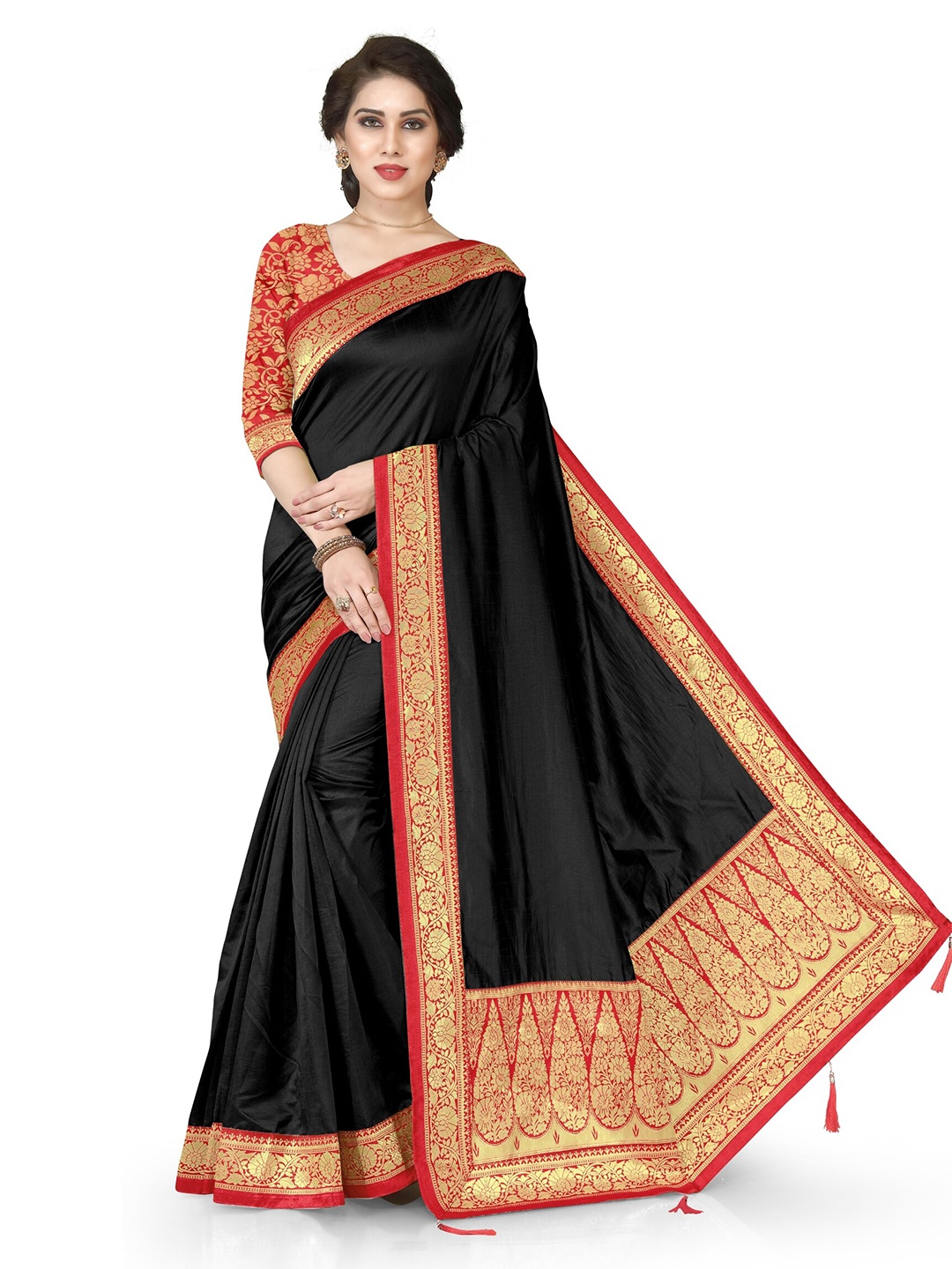 

KALINI Woven Design Zari Saree, Black