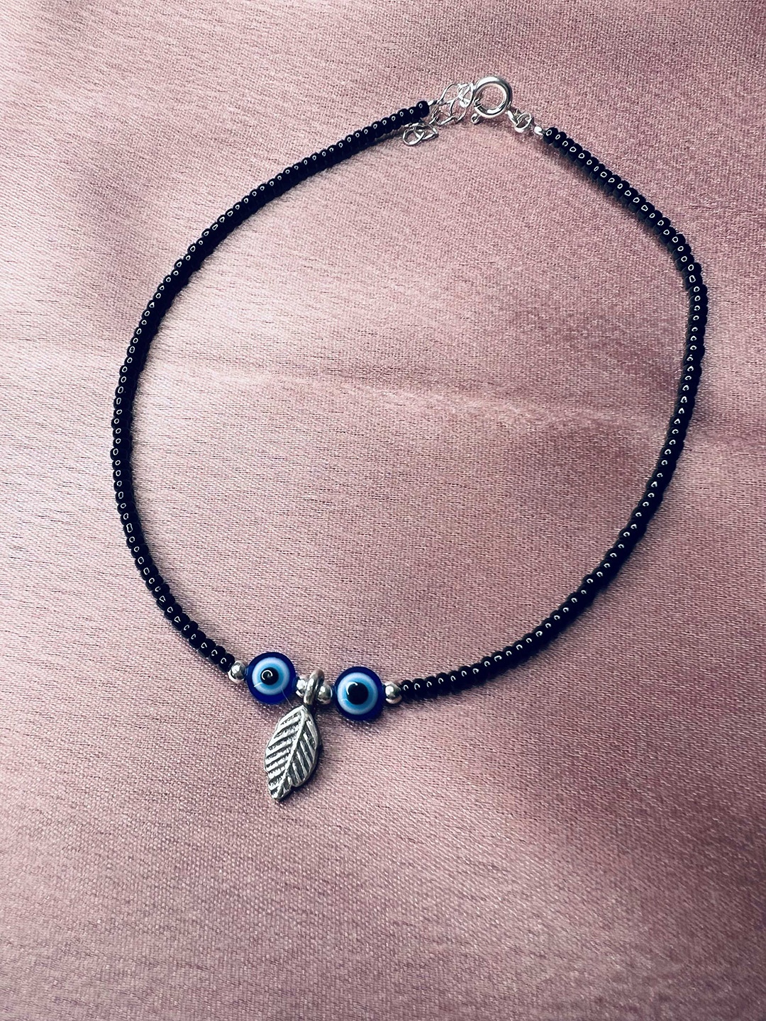 

Arte Jewels 925 Sterling Silver Beaded Evil Eye Anklet