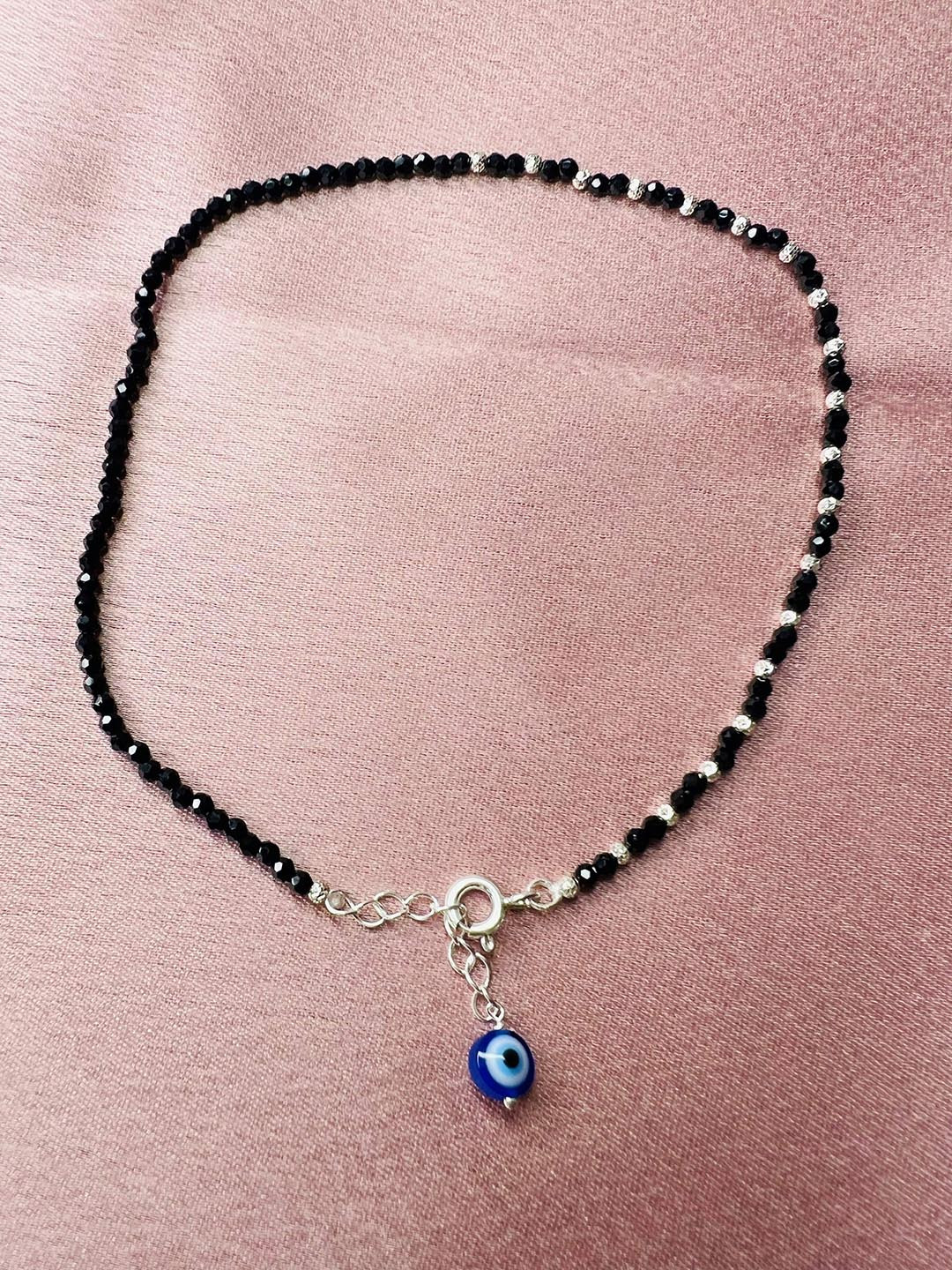 

Arte Jewels 925 Sterling Silver Beaded Evil Eye Anklet