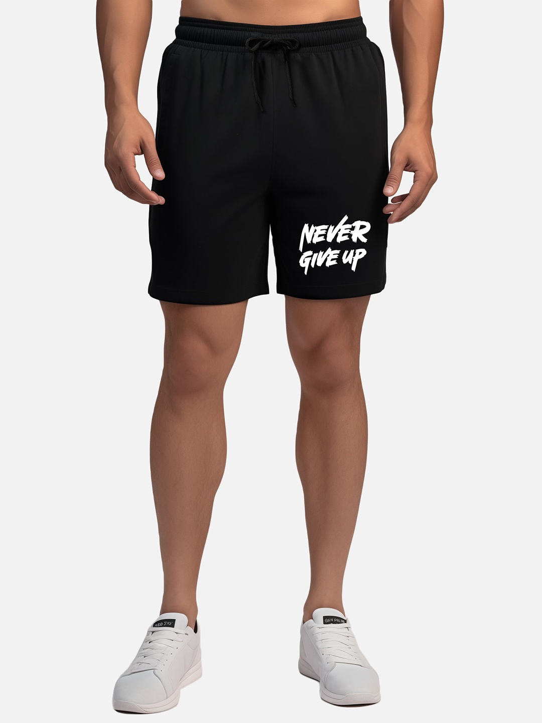 FFLIRTYGO Men Mid-Rise Dri-FIT Cotton Shorts, Black