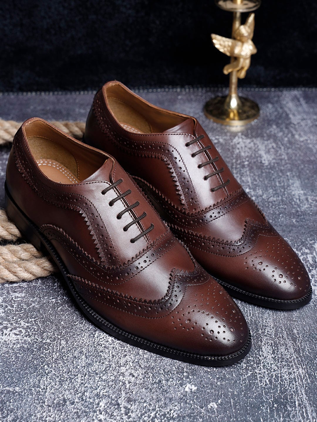 

LOUIS STITCH Men Leather Formal Brogues, Brown